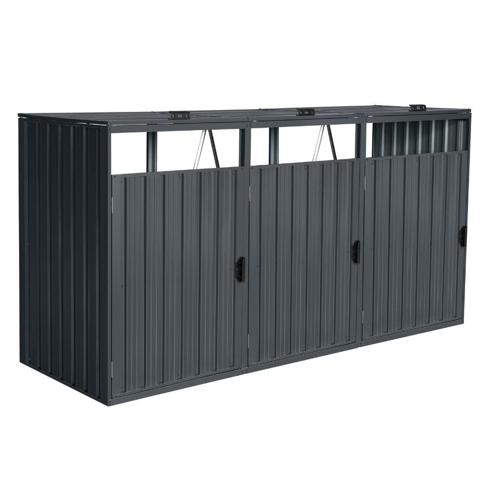 MÜLLTONNENBOX CUBO - Menge: 3, Ausstattung: 3x 240L - Anthrazit, Metall (240/122/80cm) - Home Deluxe