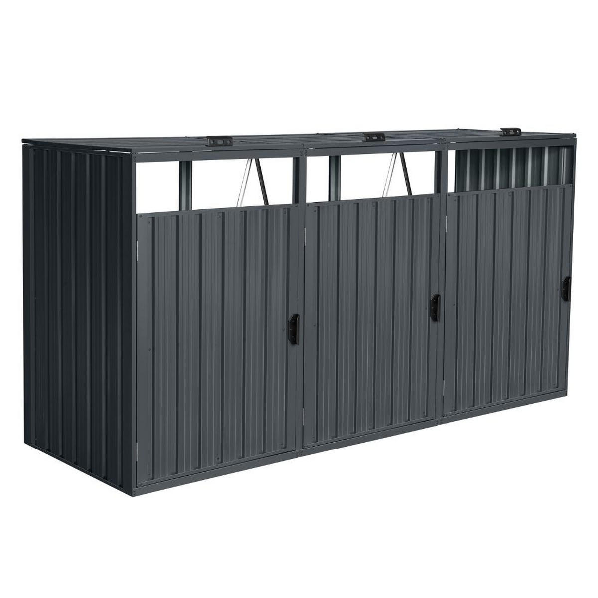 MÜLLTONNENBOX CUBO - Menge: 3, Ausstattung: 3x 240L - Anthrazit, Metall (240/122/80cm) - Home Deluxe