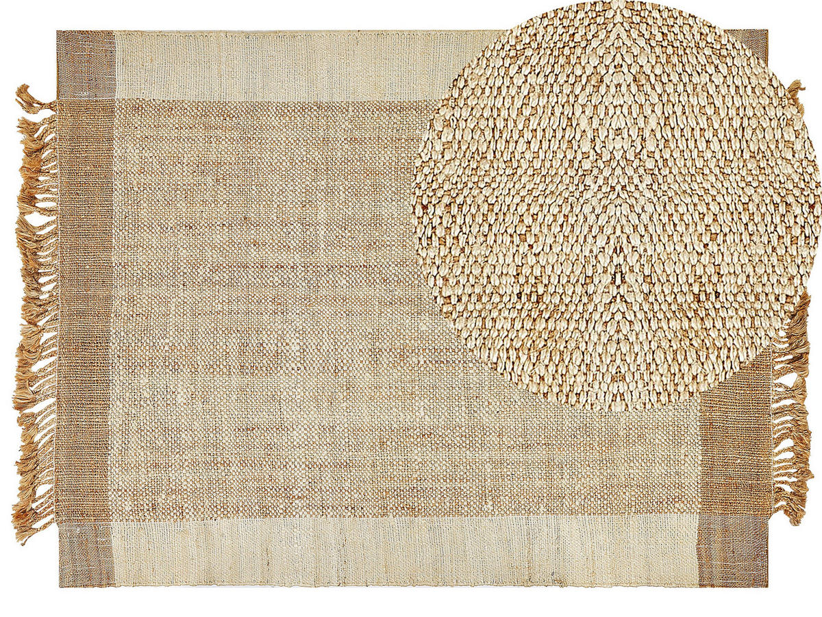 TEPPICH geflochten Dedemli 230/160 cm - Beige, Naturmaterialen (160/230cm) - Beliani