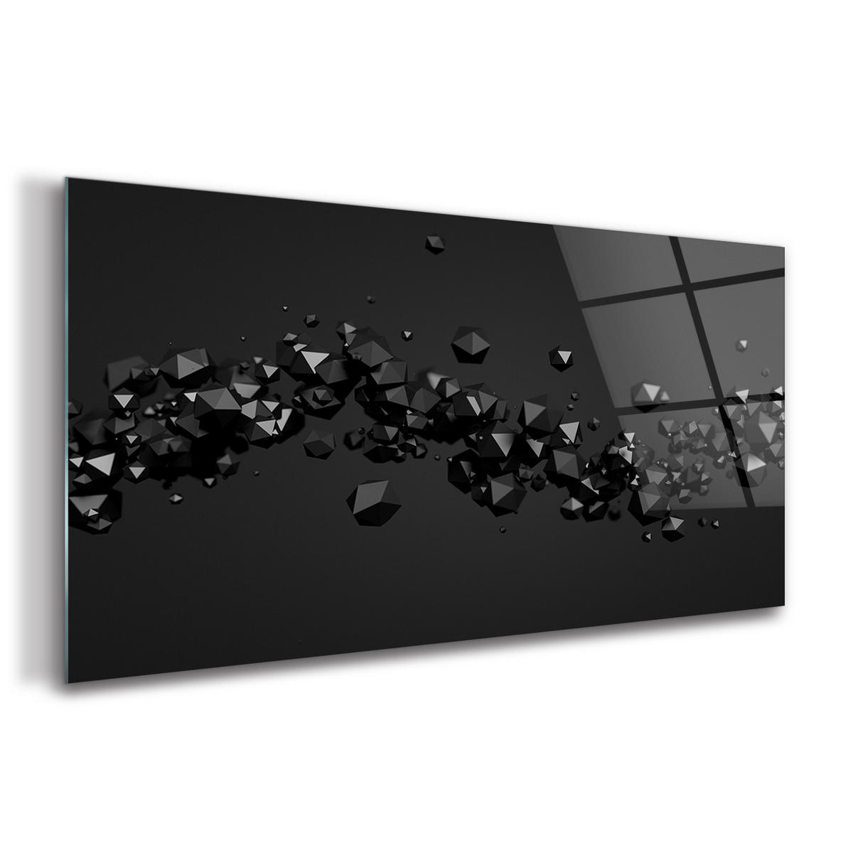 GLASBILD 120x60 cm Abstrakte Kunst - Schieferfarben, Glas (120/60cm) - TULUP