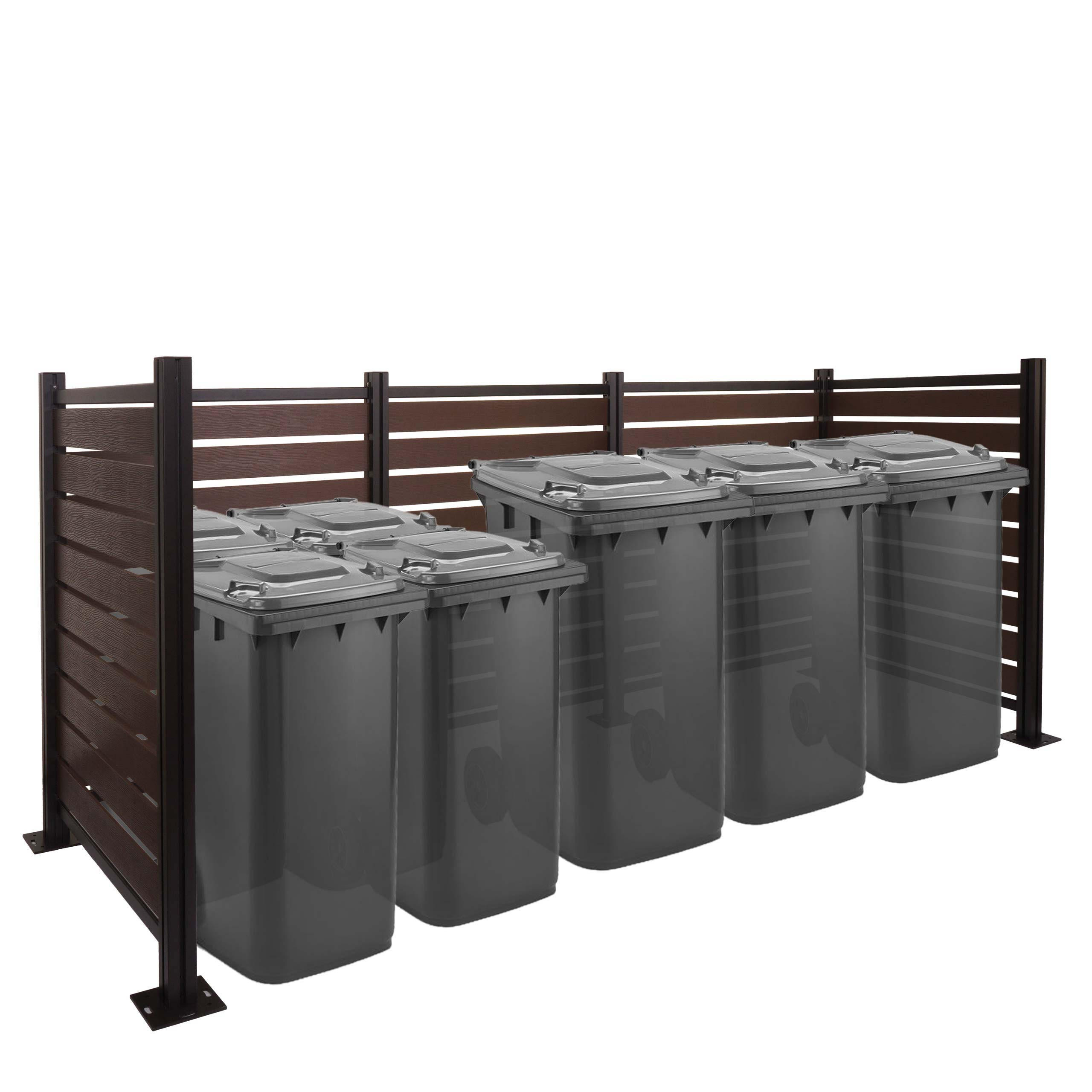 MÜLLTONNEN-ZAUN Alu 130x300x110cm Braun - Braun, Metall (300/130/110cm) - PROREGAL