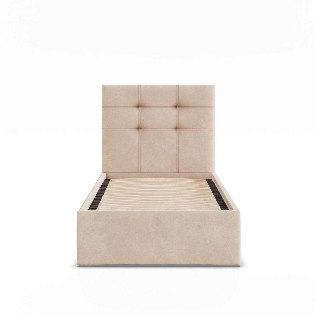 POLSTERBETT MIT KOPFTEIL 90x200 ohne Bettkasten SORIA, Beige - Creme, Textil (90/200cm) - Mebligo
