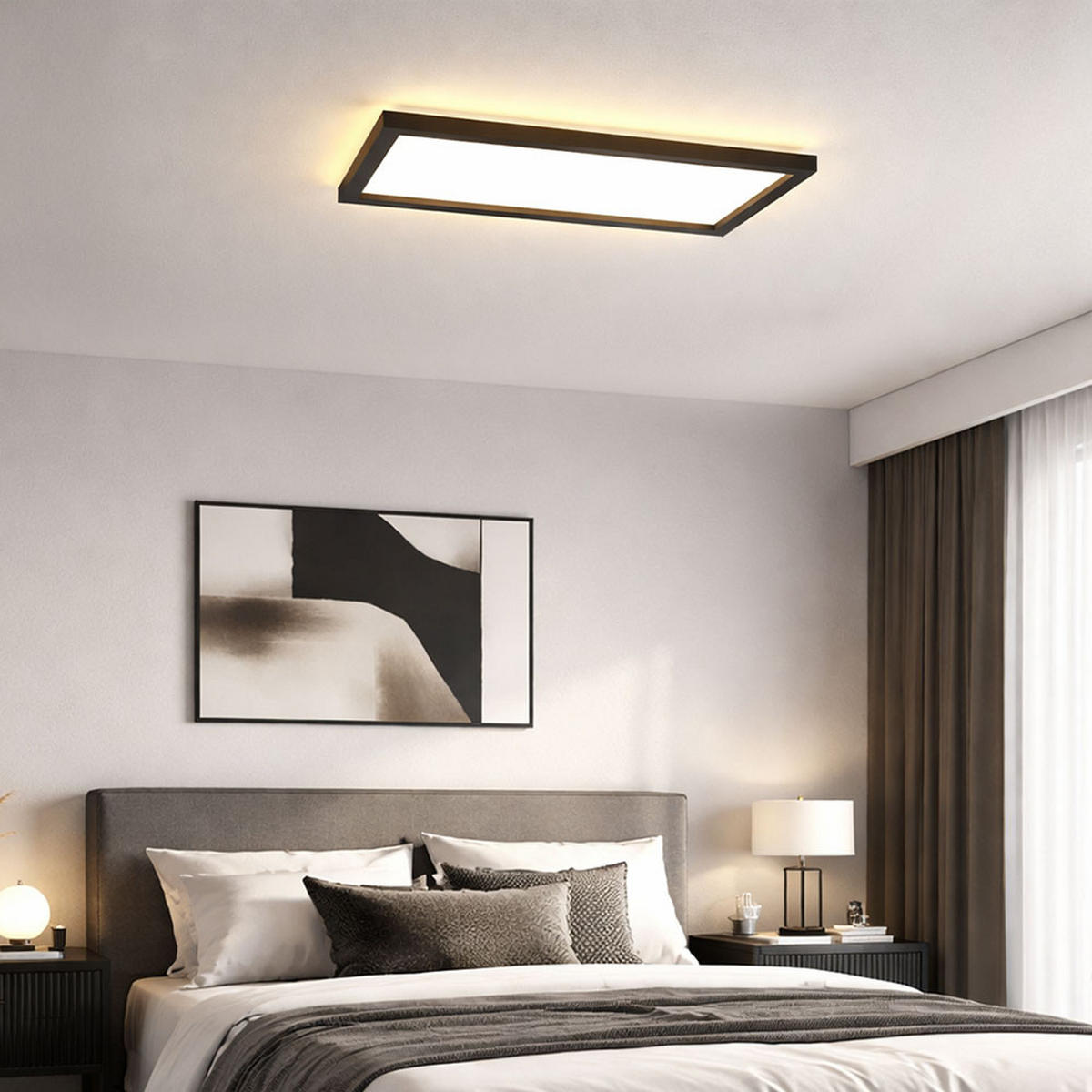 LED DECKENPANEL Backlight Schwarz eckig - Schwarz, Kunststoff (58.2/20.2/4.1cm) - Briloner