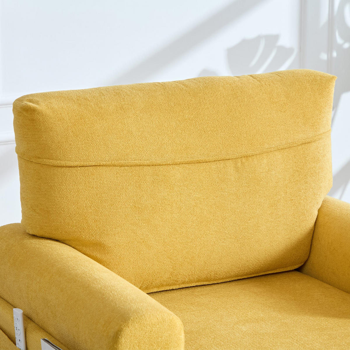 RELAXSESSEL Liege,hochdichte Polsterung,Seitentaschen,Chenille,Gelb - Gelb, Textil (97/86/125.5cm) - LVHOM