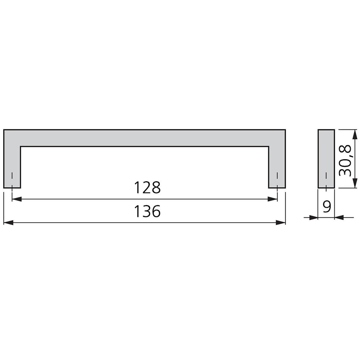 MÖBELGRIFFE Habana, L136mm, 128mm Achsenabstand, Zamak, Nickel satiniert 5er-set - Silberfarben, Kunststoff (0.9/4/13.6cm) - EMUCA