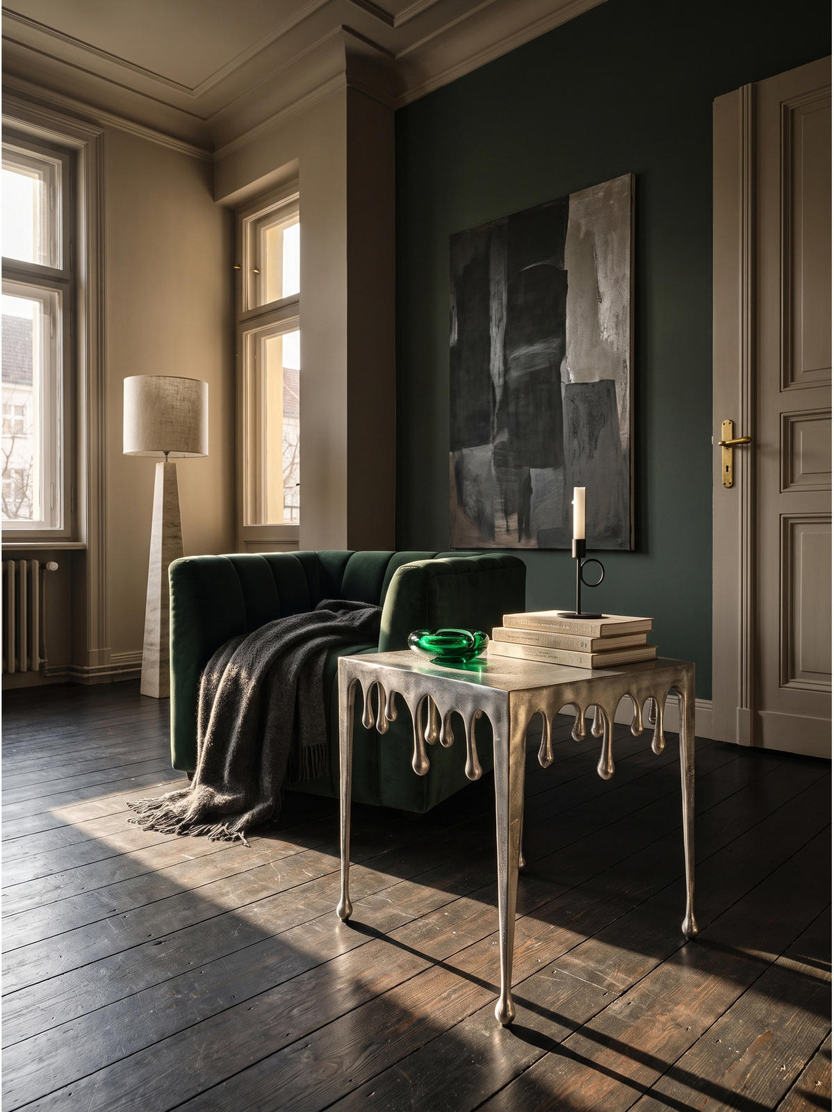 BEISTELLTISCH GARD, Aluminium, handgefertigt, Silber, 45,5 x 45,5 x 51 cm - Silberfarben, Metall (45.5/45.5/51cm) - KADIMA DESIGN