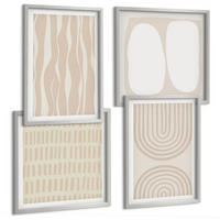BILDER SET 4er Set - 50x50 cm & 40x60 cm Silberner Rahmen - Abstrakte Boho-Musterformen - Silberfarben, Kunststoff (50/50cm) - TULUP