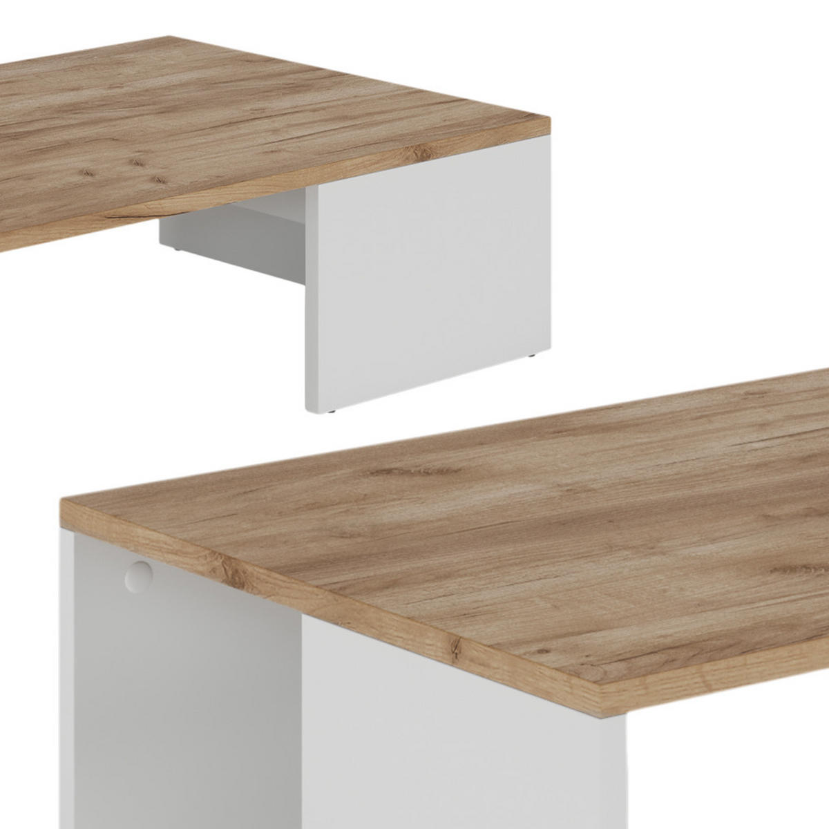 COUCHTISCH Hardi Weiß/Goldkraft Eiche 90 x 21.4 cm - Honigeiche/Weiß, Holzwerkstoff (50/90/21.4cm) - Vicco