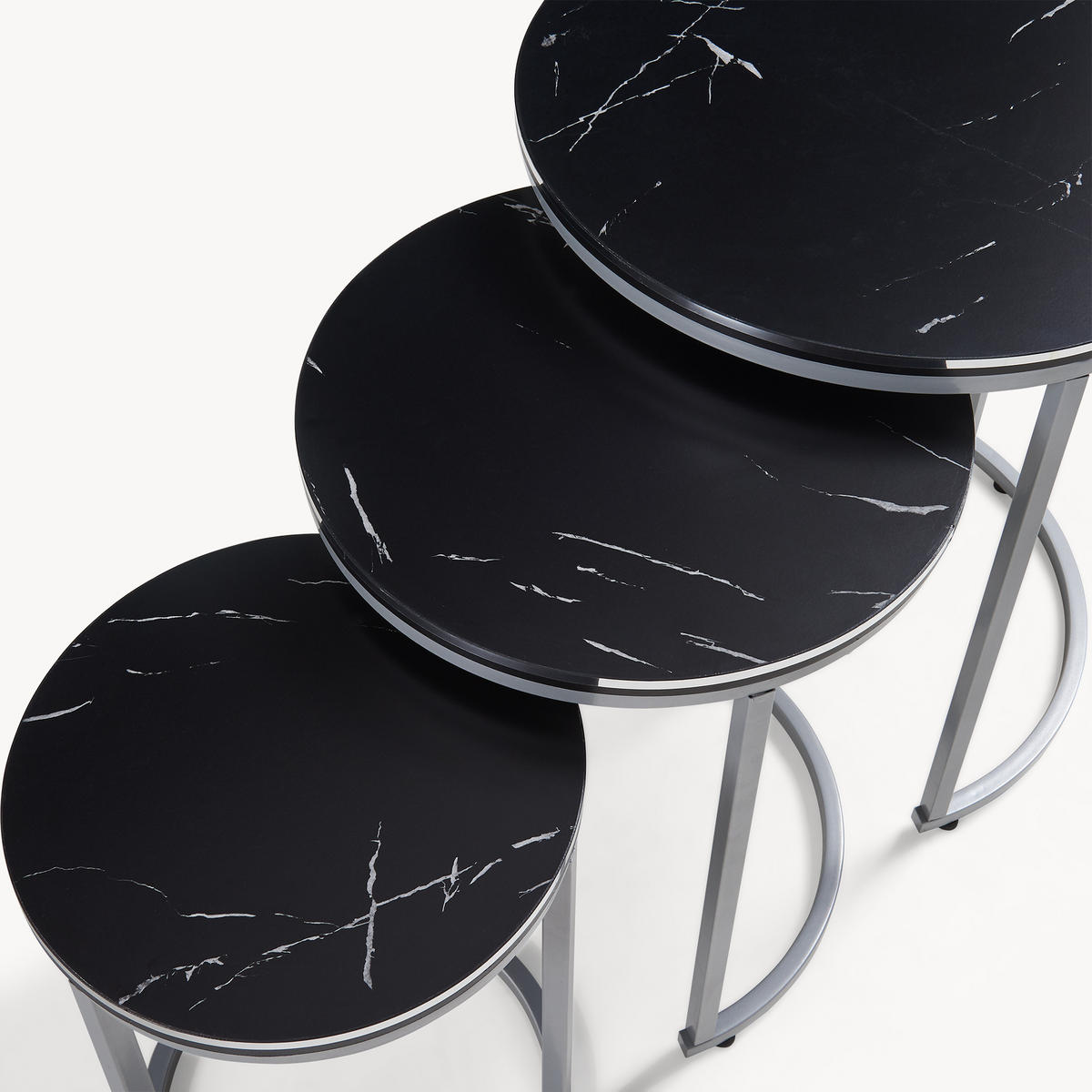 SATZTISCH Bornholm 50/50/55 - Schwarz, Holzwerkstoff (50/50/55cm) - [en.casa]