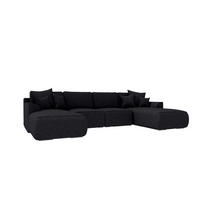 WOHNLANDSCHAFT GUSTO Strukturstoff Schwarz inkl. Schlaffunktion - Chromfarben/Schwarz, Kunststoff/Textil (306/96/194cm) - 99rooms