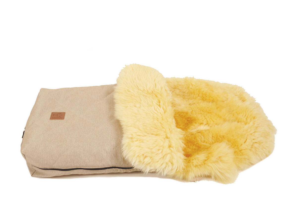 LAMMFELL-FUSSSACK Nelly, medizin, sand melange - Beige, Fell (46/8/88cm) - Kaiserbaby