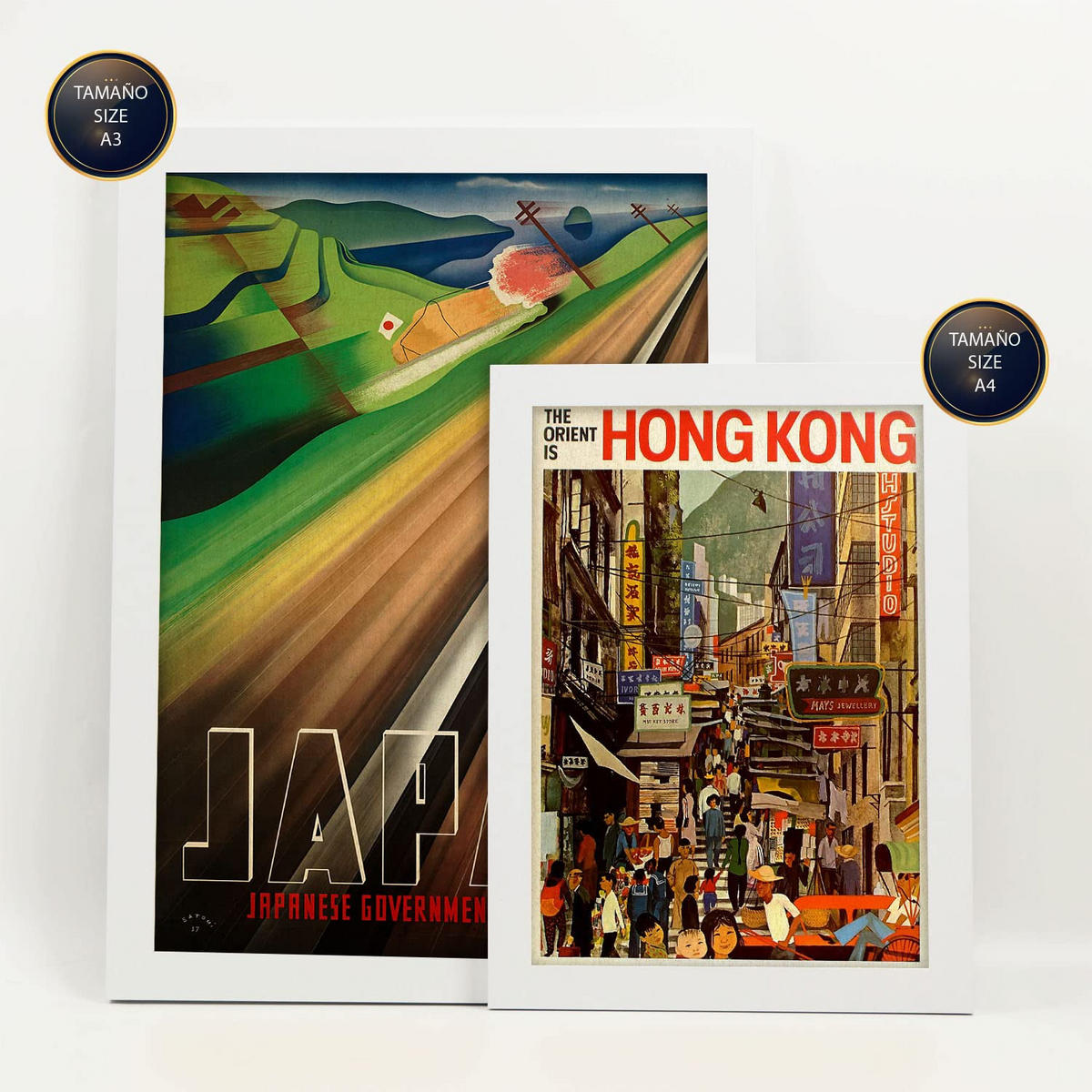POSTER Set Mit 6 Asien Vollfarbige Illustrationen Von Vintage Tourismus Werbetafeln Aus Der Ganzen Welt Innenarchitektur A3 & A4 Weißer Rahmen - Weiß, Papier (29/3cm) - Nacnic