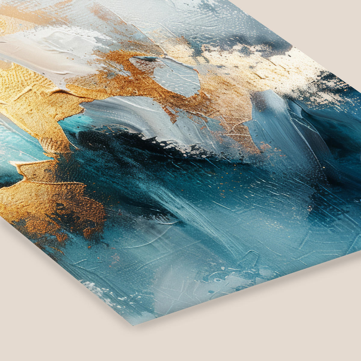 PLAKAT Z OKVIRJEM Abstraktno 30x40 cm - petrolejna, papir (30/40cm) - MuchoWow
