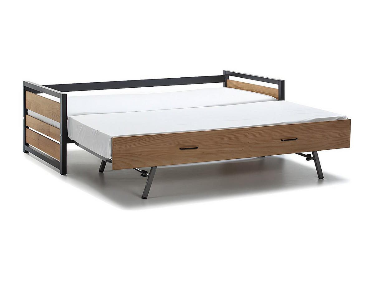 BETTRAHMEN - 1 Person - metall - naturfarben hell Boston - Naturfarben, Holz/Holzwerkstoff (90/190cm) - Vente-Unique