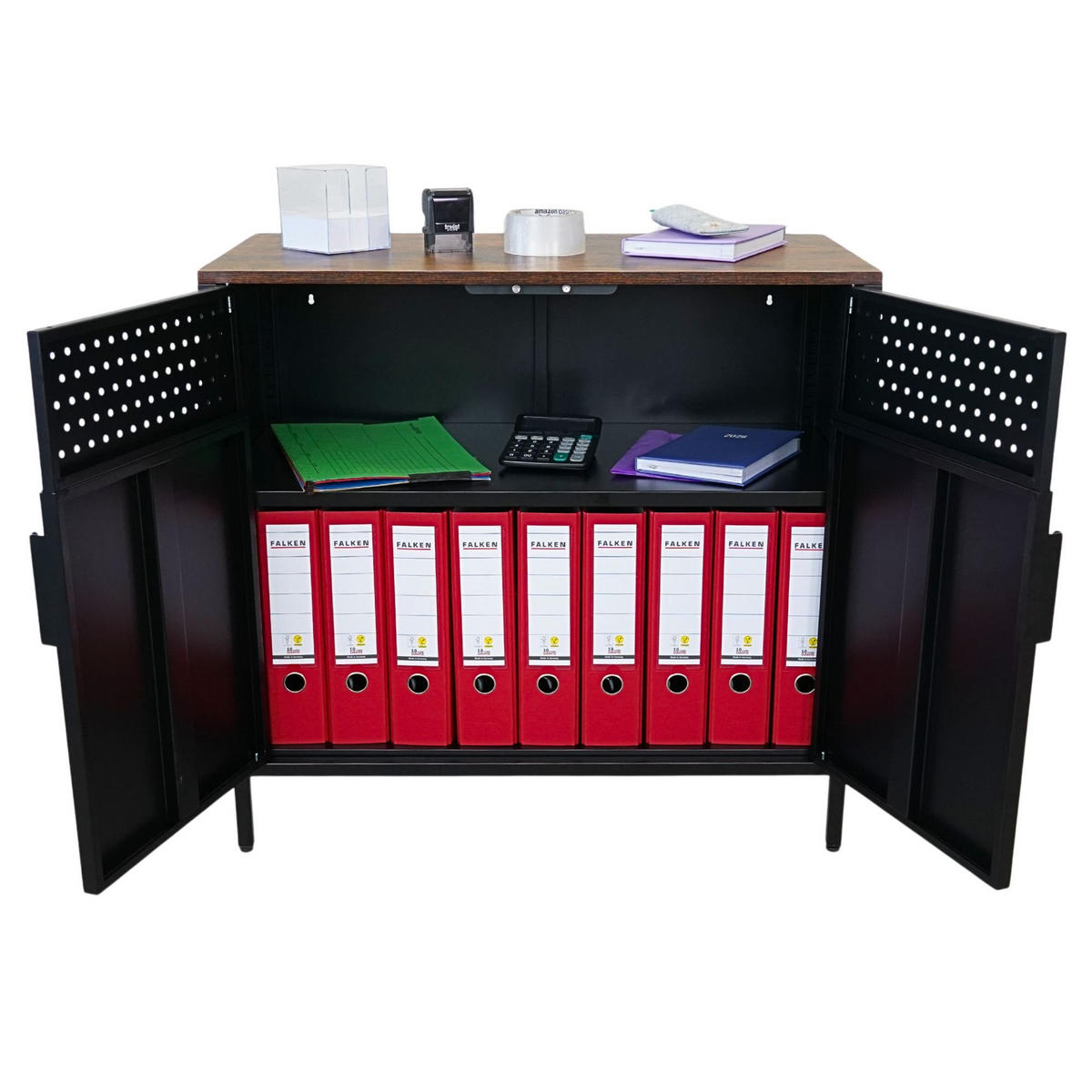 AKTENSCHRANK Lion Set Metall 76x80x40cm Vintagebraun/Schwarz - Schwarz, Metall (80/76/40cm) - PROREGAL