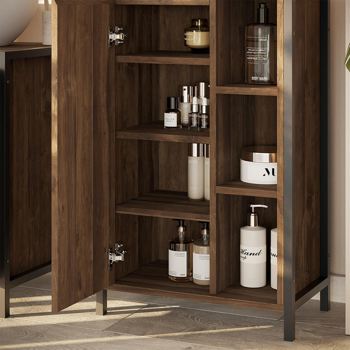 BADMÖBEL-SET Naola Eiche/Schwarz 3 Teile - Eichefarben/Schwarz, Holzwerkstoff (70/65/40cm) - Vicco