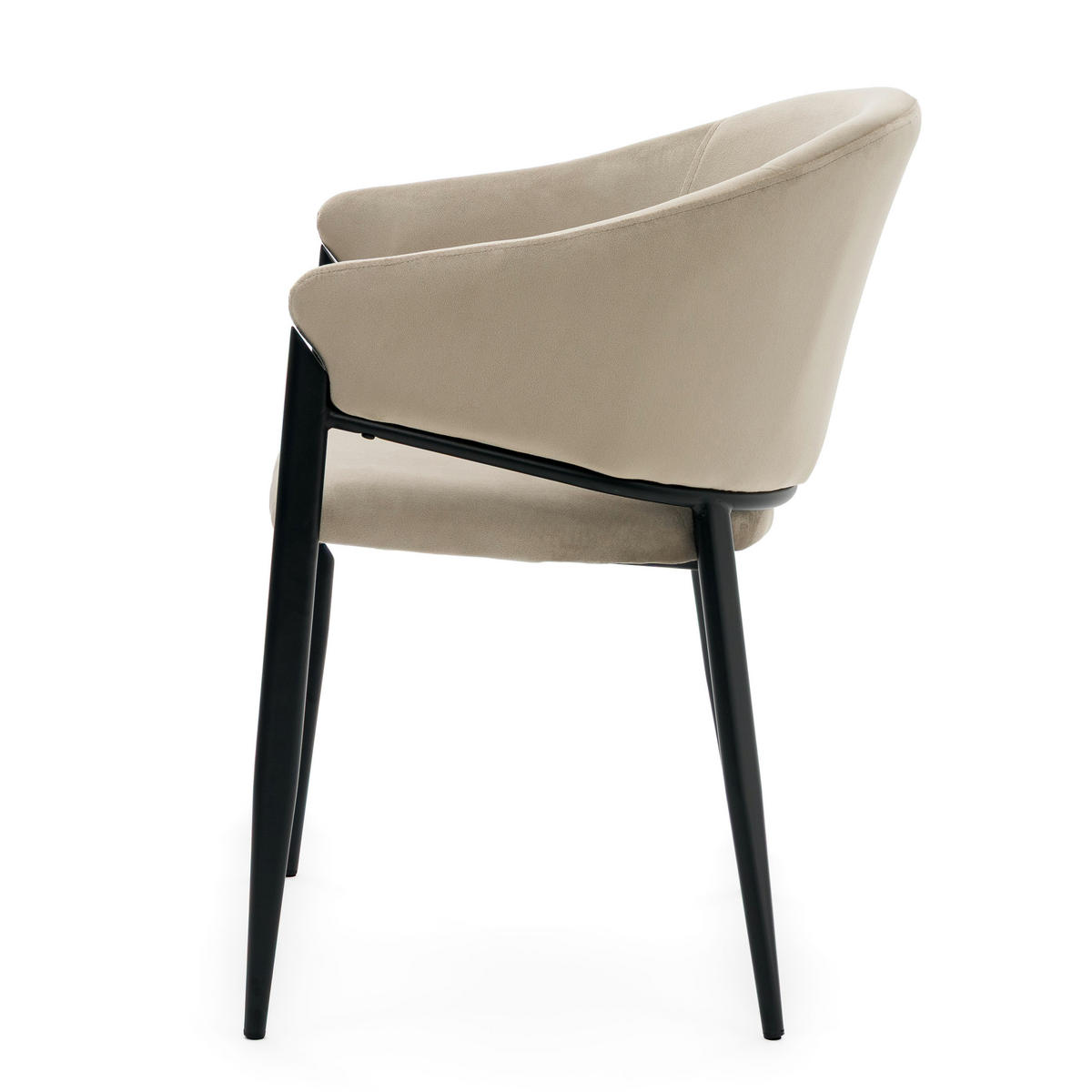 STUHL BUENO gespolsterter - dunkelbeige - Glamour Velour Samt - Beige/Schwarz, Textil/Metall (57/81/59cm) - NEW HOME