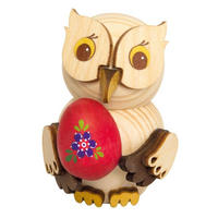 DEKOFIGUR Holzfigur Minieule mit Osterei 7cm - Multicolor, Holz (5/7/5cm)