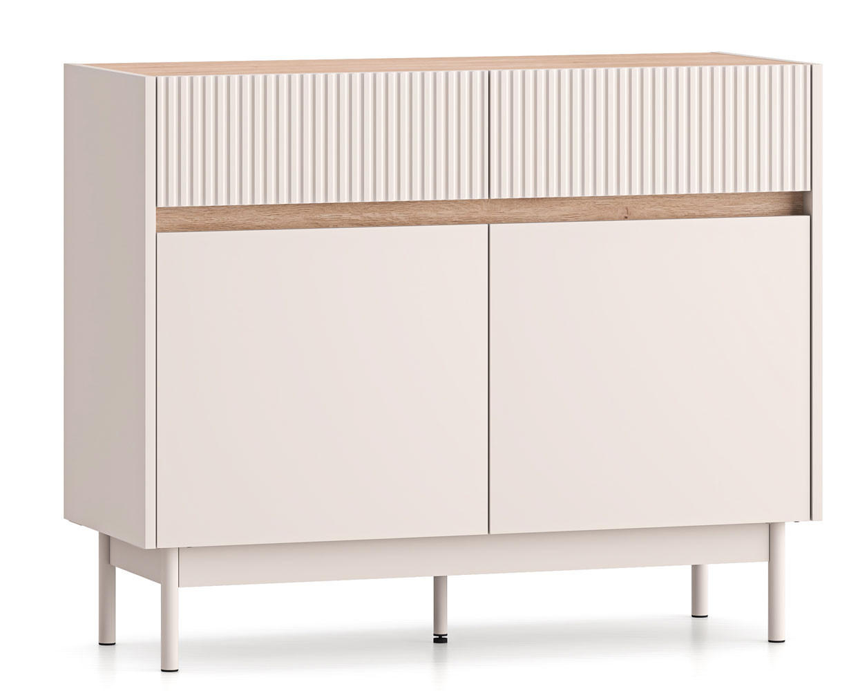 Feldmann-Wohnen Sideboard Creme, Braun 104x85x40 cm