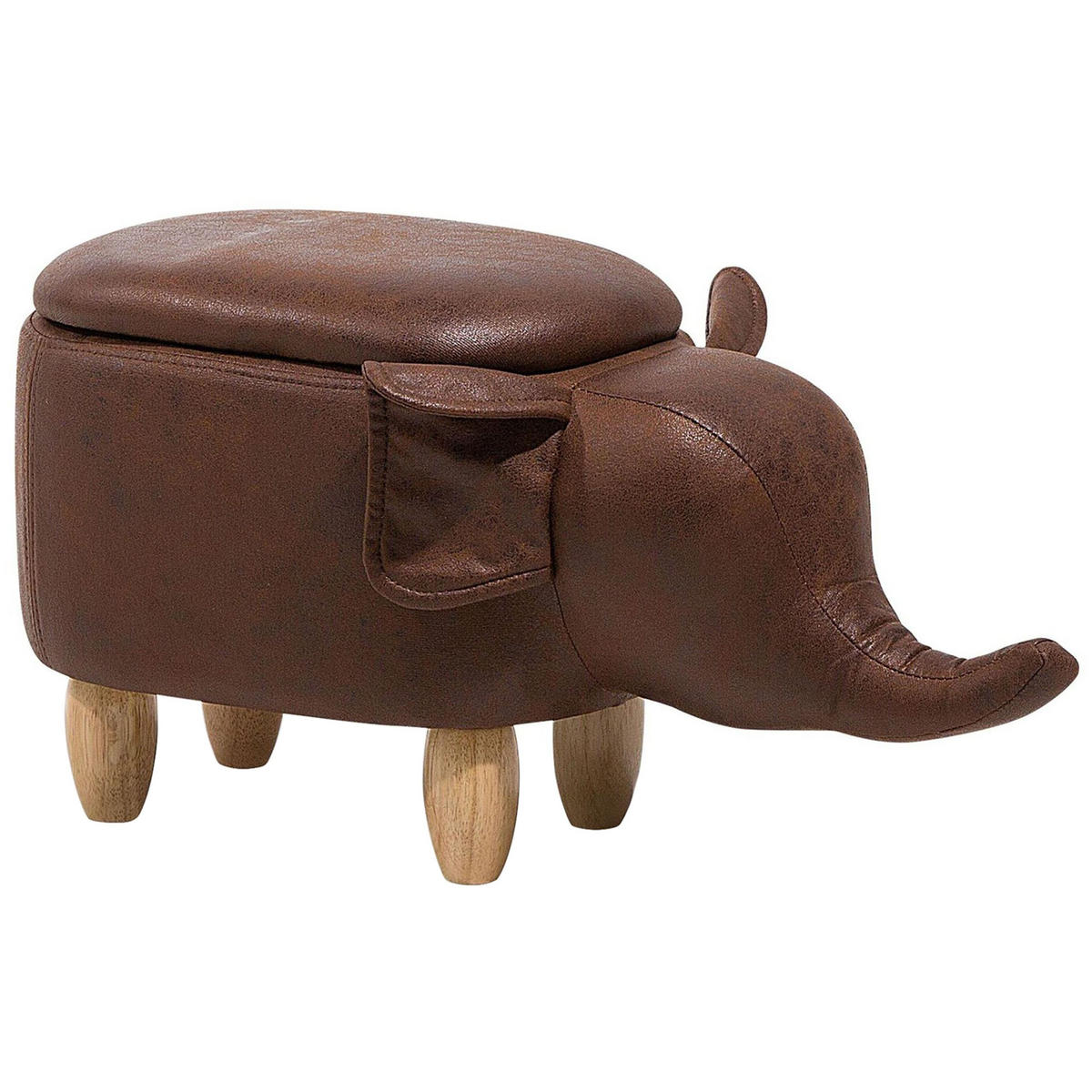 HOCKER Elephant 32/70/35 cm - Braun, Kunststoff/Textil (70/35/32cm) - Beliani