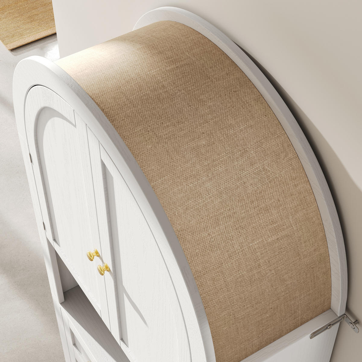 AUFBEWAHRUNGSSCHRANK 70/35/180 cm, gewölbte Oberseite, 3 Schubladen und Tür, MDF weiß mit Leinen-Dach - Weiß, Holzwerkstoff (70/180/35cm) - Redom