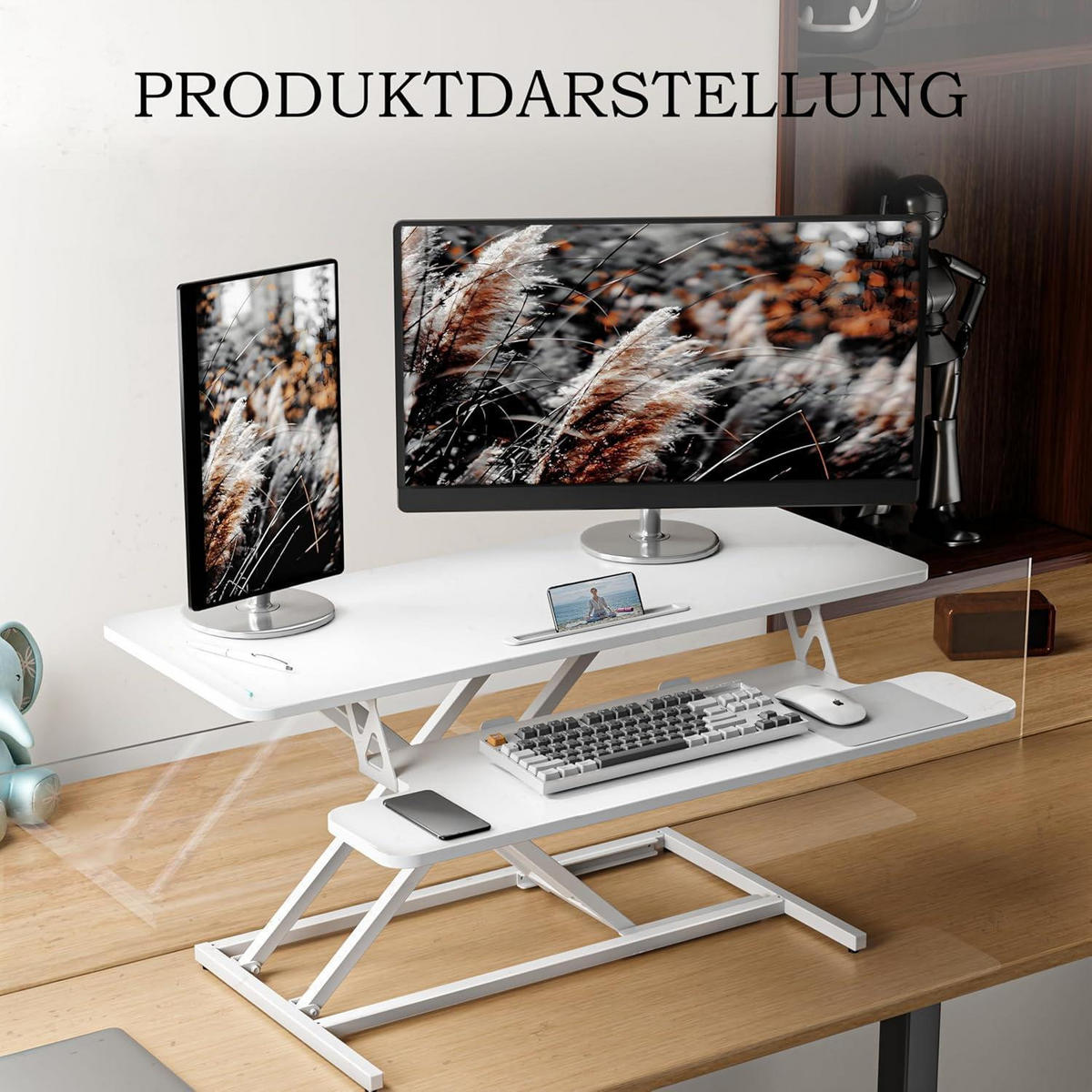 SCHREIBTISCHAUFSATZ höhenverstellbar 101 x 40 cm Weiß - Weiß, Kunststoff (40/101/50cm)