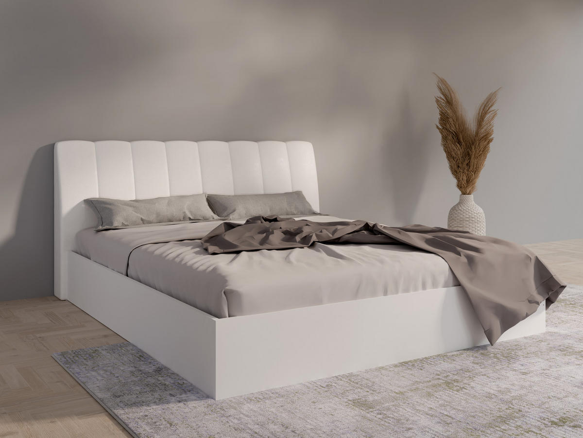 BETT ITAVIA – Liegefläche 160×200 cm – mit Bettkasten Alpinweiß - Weiß, Holzwerkstoff (160/200cm) - Milaros Markt
