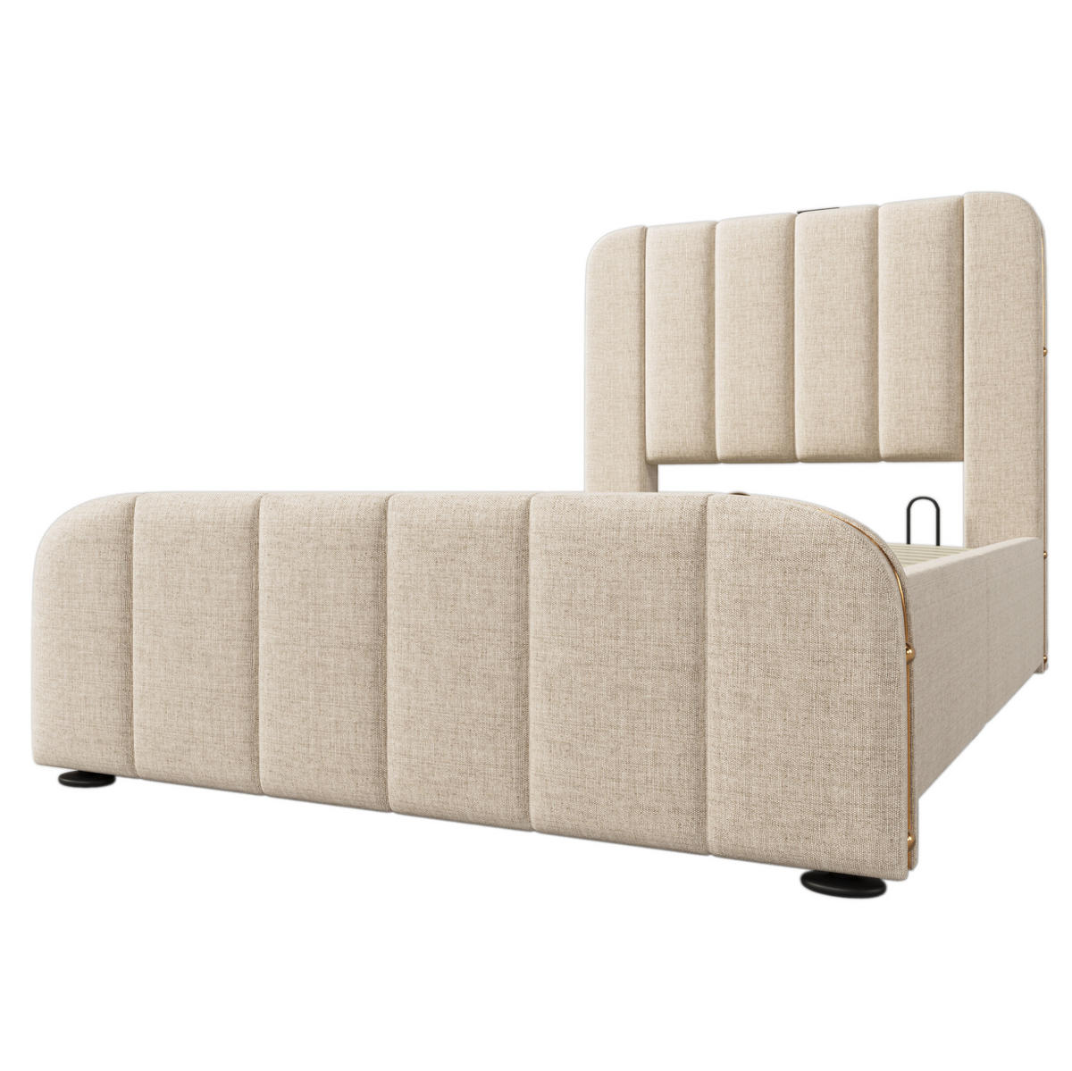 POLSTERBETT 90/200 cm Beige aus Leinen mit Stauraum - Beige, Textil (90/200cm) - OKMYHOME