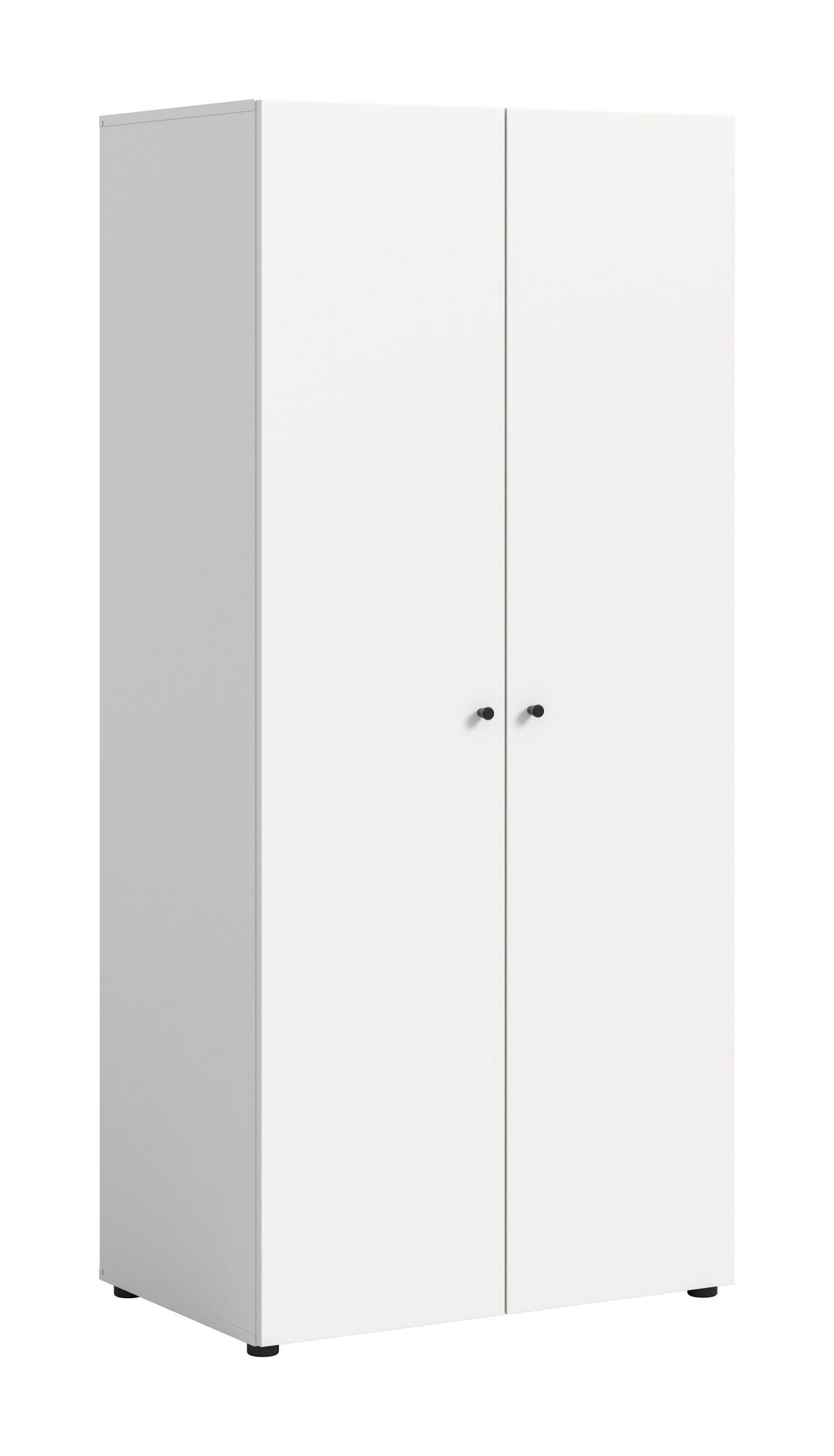 KLEIDERSCHRANK 2-türig DARWIN (B/H/T: ca. 80/176/51 cm) in Weiß/weiß - Weiß, Holzwerkstoff (80/176/51cm)