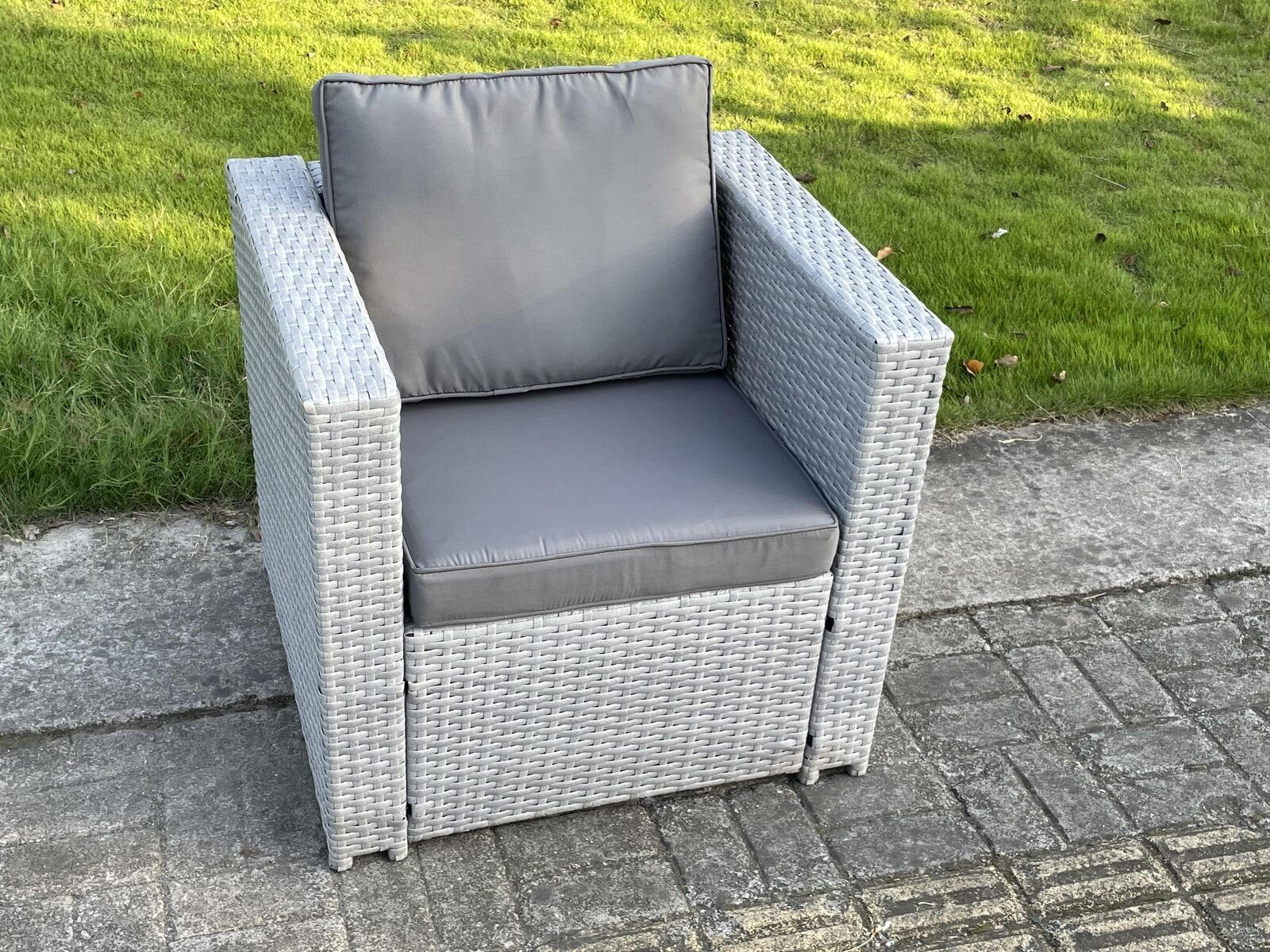 GARTENSESSEL Polyrattan Helles Grau - Hellgrau, Metall (74/66/65cm) - Fimous