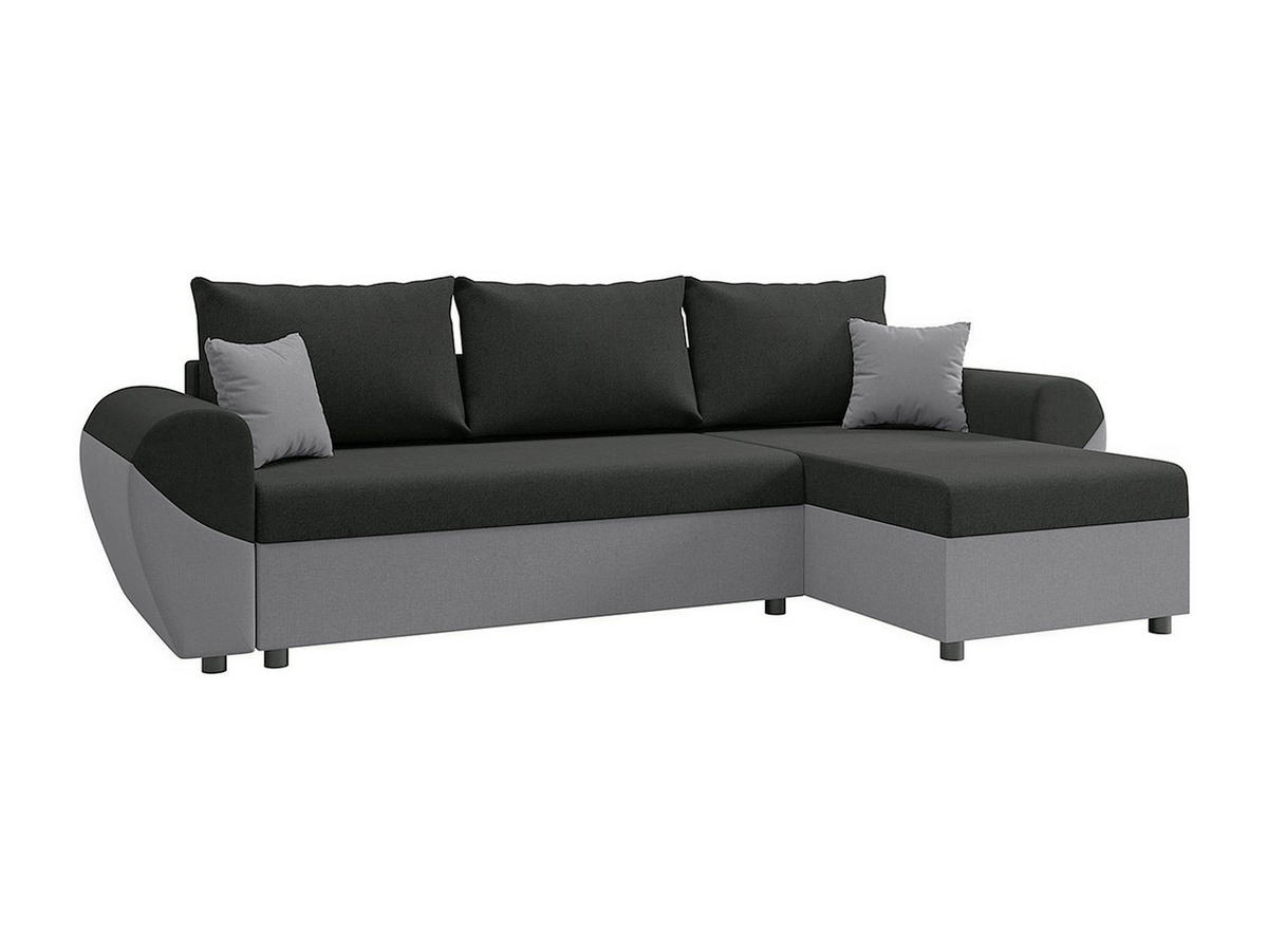 ECKSOFA mit Schlaffunktion - Ecke wechselbar - Stoff - Schwarz & Grau - LIERNO - Schwarz, Textil (265/139cm) - Vente-Unique