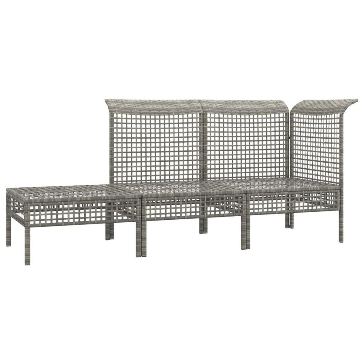 GARTEN-LOUNGE-SET 3-teilig Mit Kissen Grau Poly Rattan - Grau, Kunststoff - vidaXL