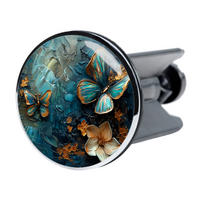 WASCHBECKENSTÖPSEL Mariposa - Blau/Multicolor, Kunststoff/Metall (4/7/7cm) - Sanilo