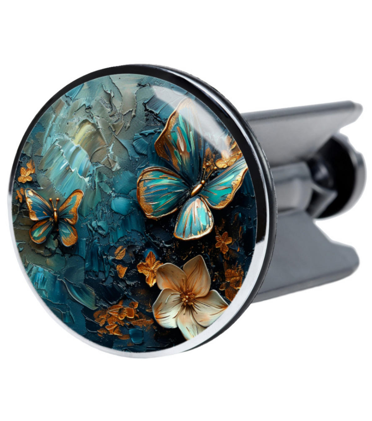 WASCHBECKENSTÖPSEL Mariposa - Blau/Multicolor, Kunststoff/Metall (4/7/7cm) - Sanilo