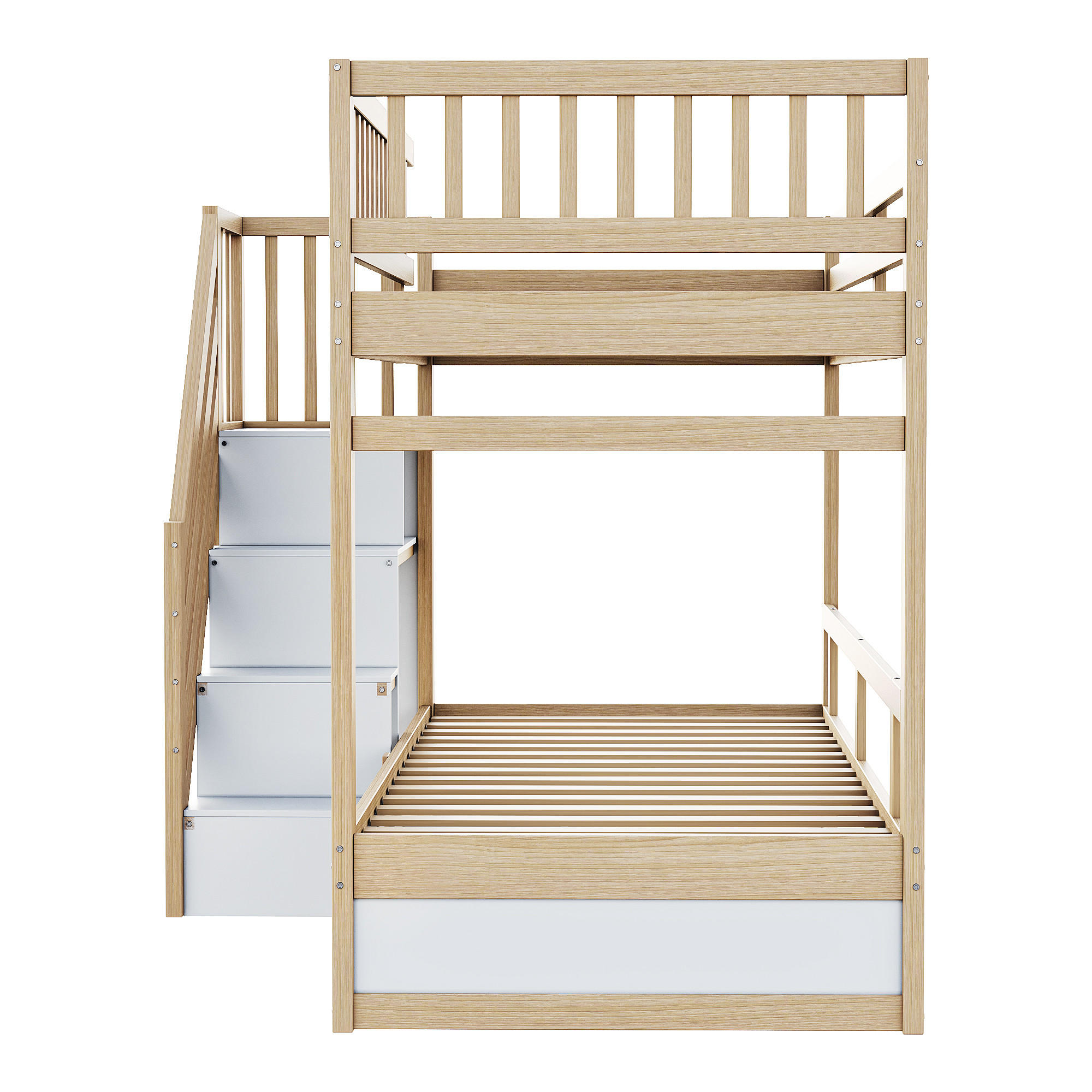 ETAGENBETT Massivholz 90/200 cm Holz - Ahornfarben/Weiß, Holz - Raumix