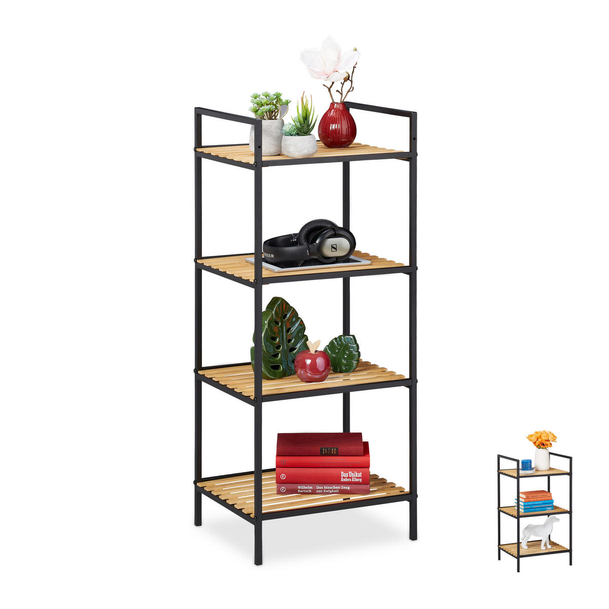 STANDREGAL - Multicolor, Holz/Metall (39/95/32.5cm) - Relaxdays