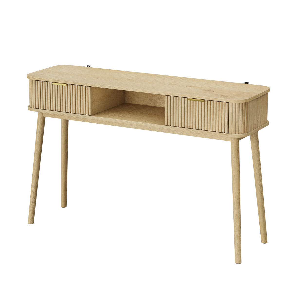 KONZOLOVÝ STOLEK Mid-century se 2 zásuvkami, dubový dekor - barva dubu, kompozitní dřevo (35/120/77.6cm) - Urban Meuble