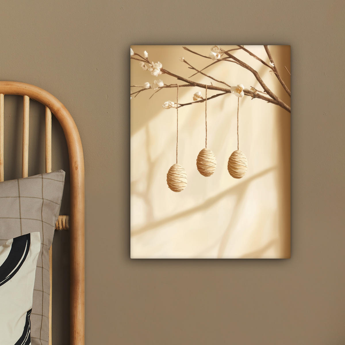 LEINWANDBILD Beige - Osterkuchen - Eier Room Decor 30x40 cm - Beige, Textil (30/40cm) - MuchoWow