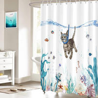 DUSCHVORHANG Bunt Katze Taucher Polyester 180 x 180 cm schimmelresistent wasserdicht Haken - Multicolor, Textil (180/180cm) - MCBOSON