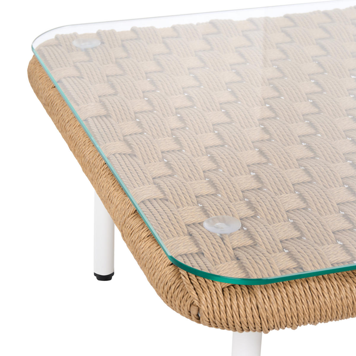 KONFERENČNÍ STOLEK 60 cm 60 cm Světle hnědý Baucina - bílá/hnědá, sklo (60/60/30cm) - Beliani