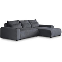 ECKSCHLAFSOFA Benny grau rechts - Schwarz/Grau, Kunststoff/Textil (271/185cm) - Beautysofa