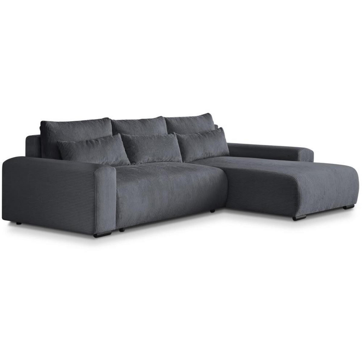 ECKSCHLAFSOFA Benny grau rechts - Schwarz/Grau, Kunststoff/Textil (271/185cm) - Beautysofa
