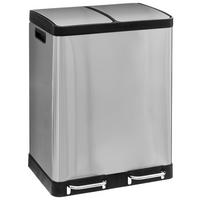 2-KAMMER-MÜLLEIMER Edelstahl Ariane 30 l 48,8/39,5/67 cm - Grau, Metall (39.5/67/48.8cm) - 5five Simply Smart