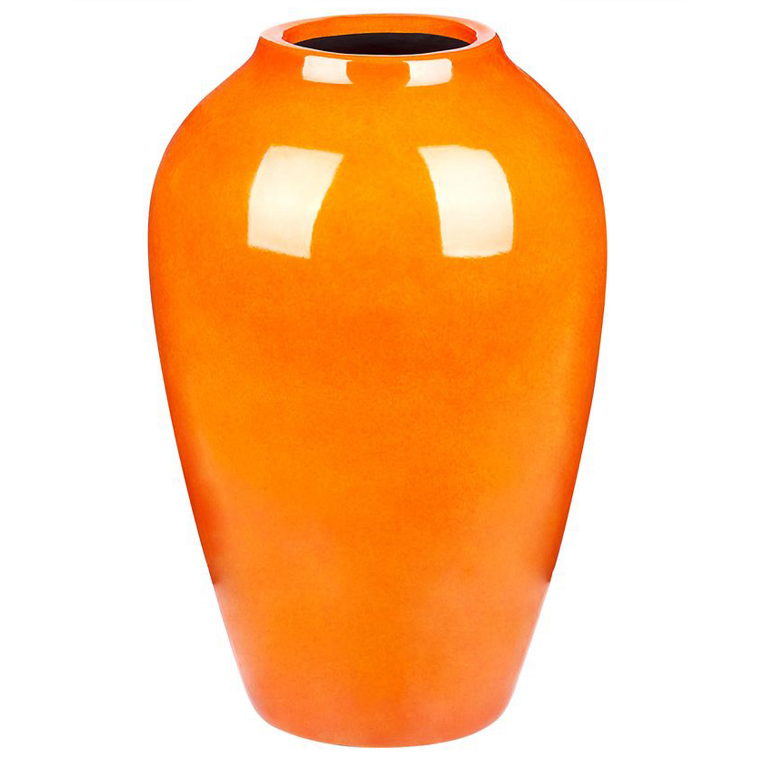 BLUMENVASE Terrakotta orange Terrasa - Orange, Stein (39cm) - Beliani