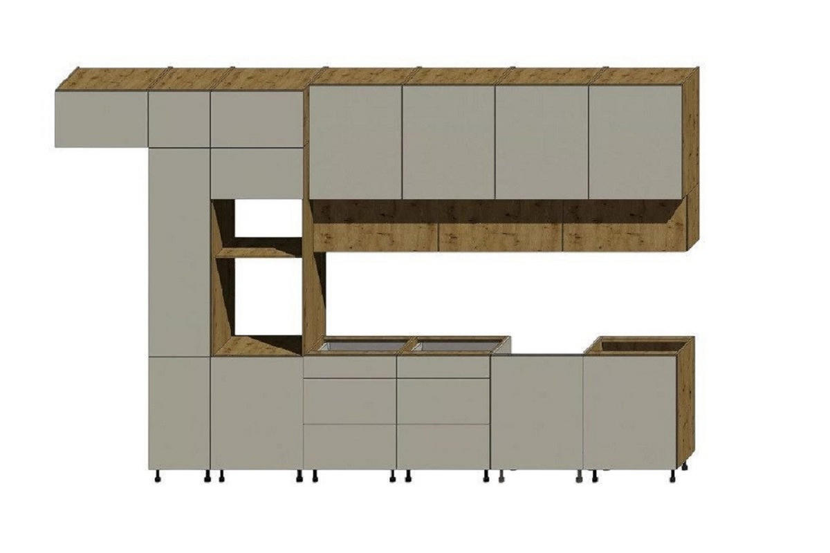KÜCHENZEILE 400 cm - Langen K18-M400 - in Artisan Eiche/Beige - Beige, Holz (400/248/58cm)