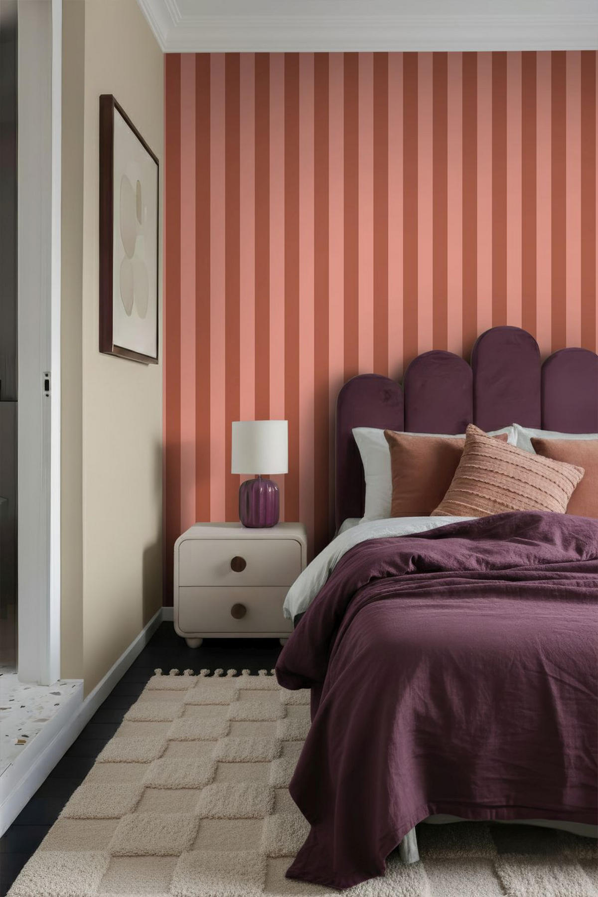 TAPETE Streifenmuster 0.53 x 10.05 m - Pink, Papier (53/1000cm) - ESTAhome