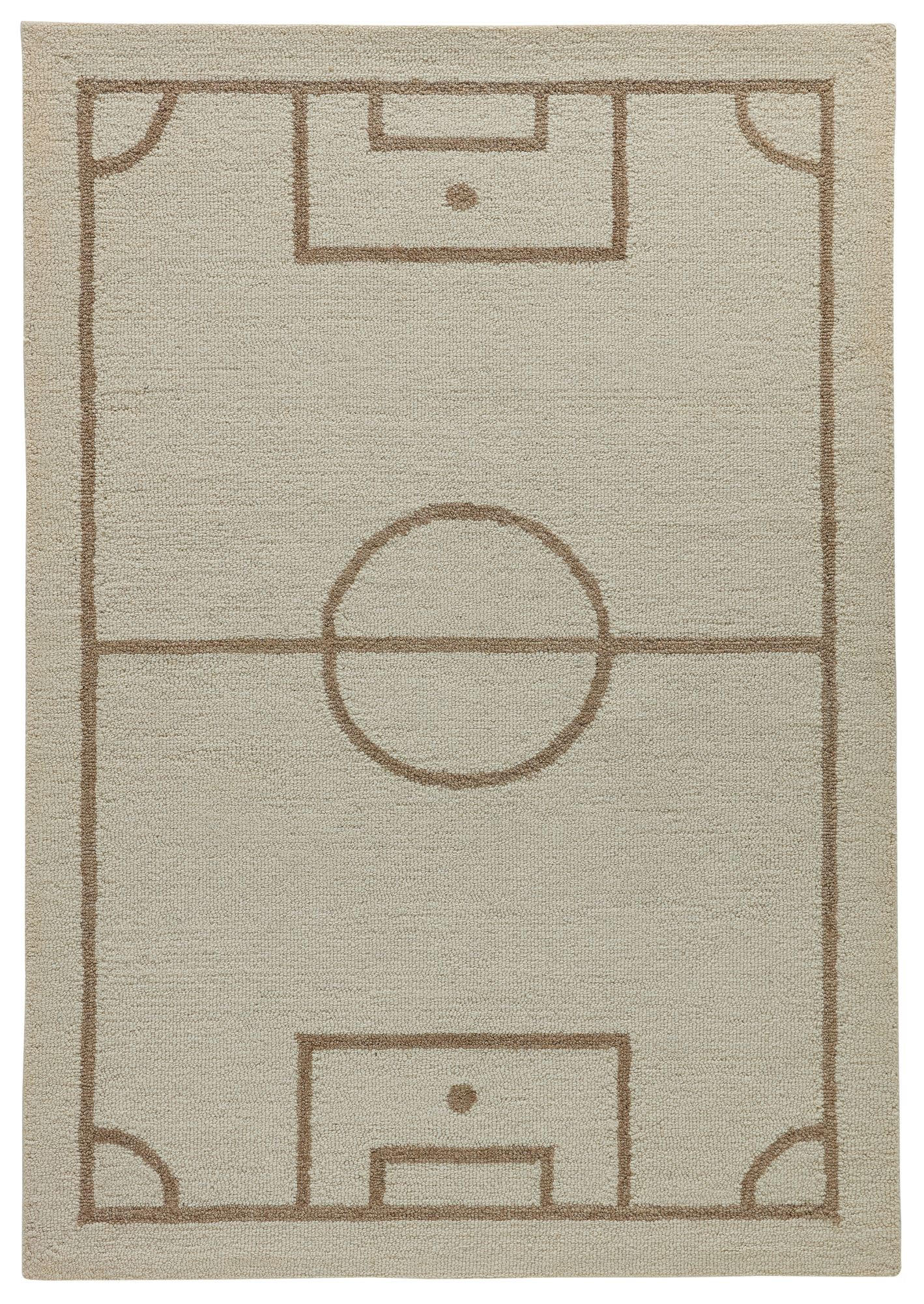 HANDTUFTTEPPICH Natur Kids - Kinderteppich mit Fußballdesign 80 x 150 cm - Naturfarben, Textil (80/150cm) - Natur Pur