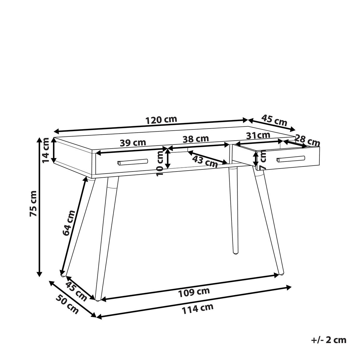 SCHREIBTISCH weiß/grau 120/45/75 cm Frisco - Schwarz/Weiß, Holzwerkstoff (45/120/75cm) - Beliani