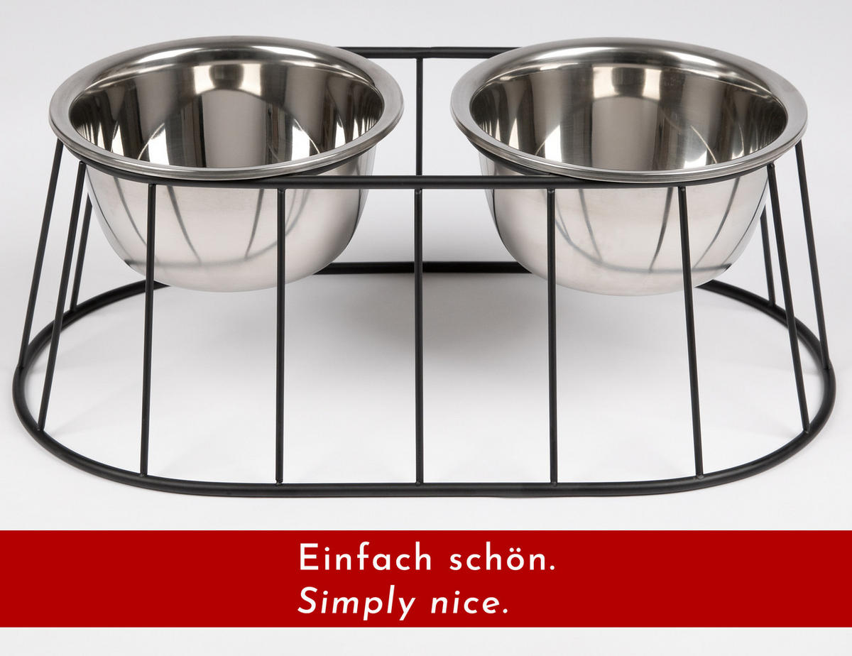 HUNDENAPF erhöht für mittelgroße/große Hunde mit Ständer, rutschfest aus Edelstahl - Silberfarben, Metall (1cm) - WONDERMAKE