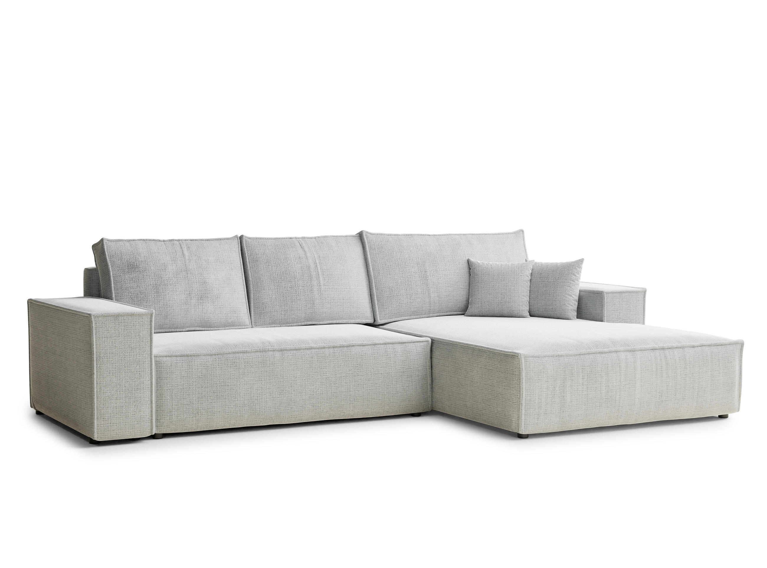 ECKSOFA Maze Grau Chenille-Stoff - Rechts Seite - Schwarz/Grau, Holz/Holzwerkstoff (294/185cm) - Maison de Reve